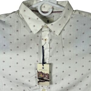 STEEL & JELLY Mens White Dot Print Short Sleeve Button Up Shirt Brand New‎ XL